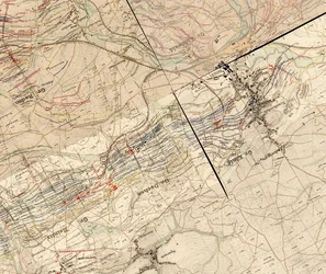 Kliver Flözkarte in het gebied van het Ruhbachtal